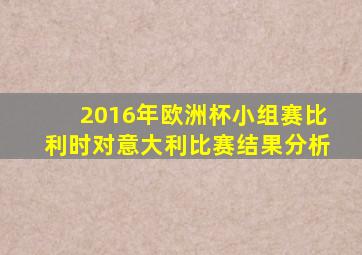 2016年欧洲杯小组赛比利时对意大利比赛结果分析