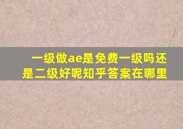 一级做ae是免费一级吗还是二级好呢知乎答案在哪里