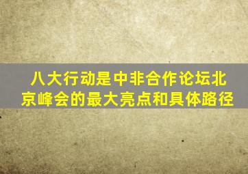 八大行动是中非合作论坛北京峰会的最大亮点和具体路径