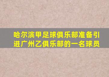 哈尔滨甲足球俱乐部准备引进广州乙俱乐部的一名球员