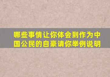哪些事情让你体会到作为中国公民的自豪请你举例说明