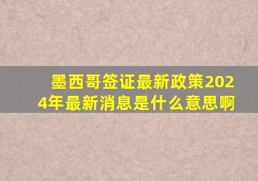 墨西哥签证最新政策2024年最新消息是什么意思啊