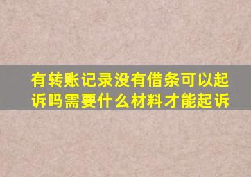 有转账记录没有借条可以起诉吗需要什么材料才能起诉