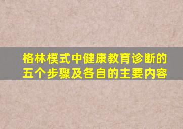 格林模式中健康教育诊断的五个步骤及各自的主要内容