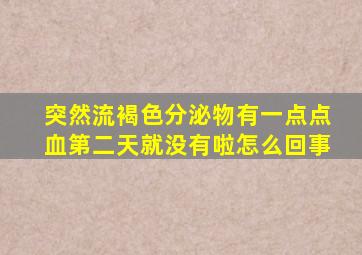 突然流褐色分泌物有一点点血第二天就没有啦怎么回事