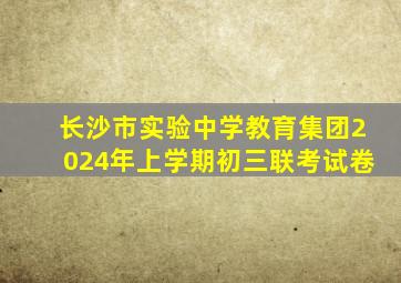 长沙市实验中学教育集团2024年上学期初三联考试卷