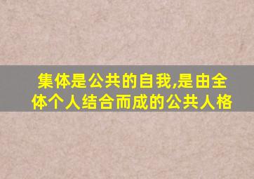 集体是公共的自我,是由全体个人结合而成的公共人格